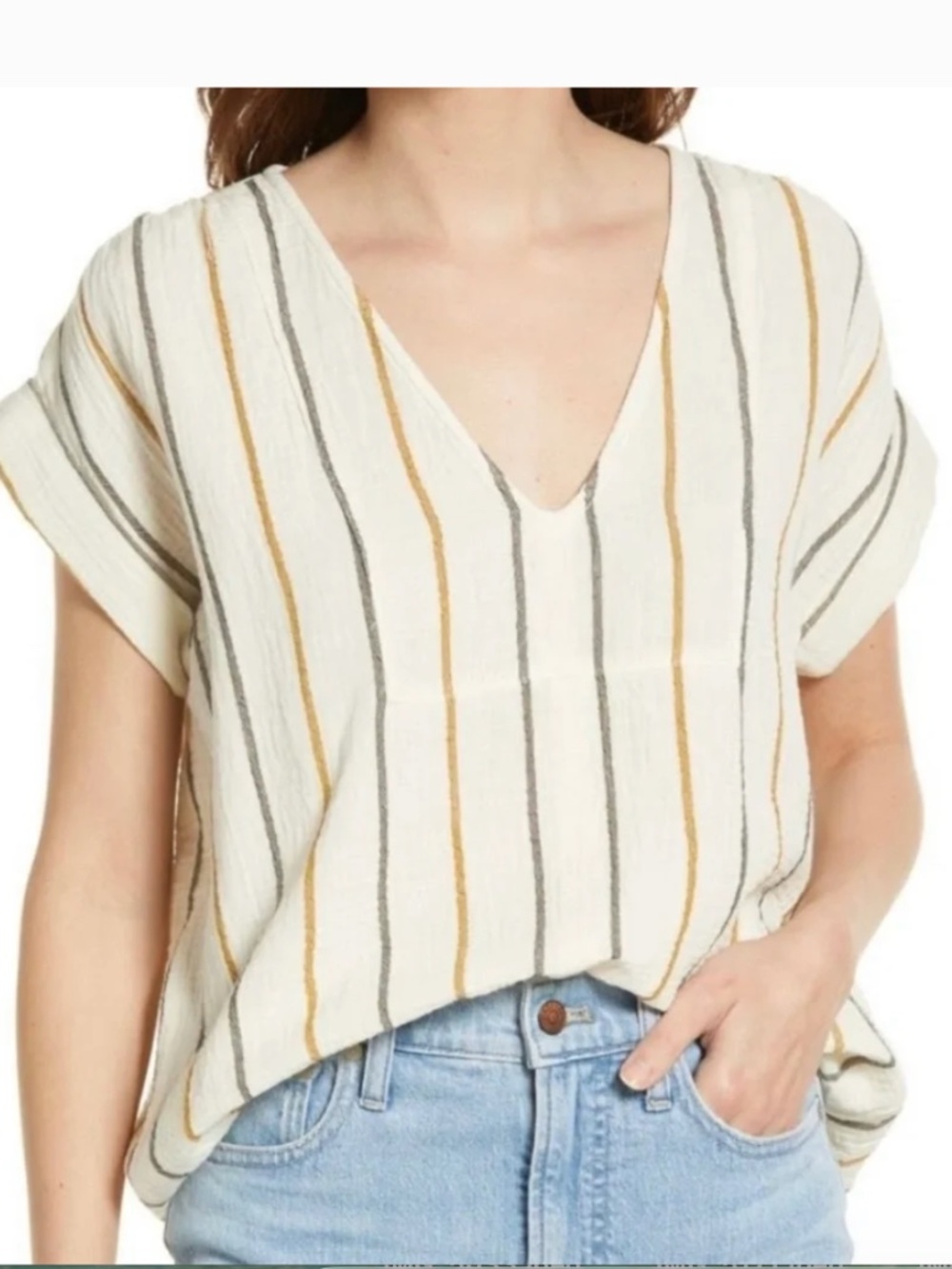 Madewell Lightspun Westing Cotton Shirt in Stripe Size Medium
